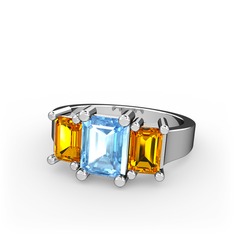 Arnia Yüzük - Akuamarin ve sitrin 925 ayar gümüş yüzük #1agfuxx