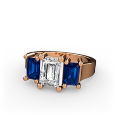 Arnia Yüzük - Swarovski ve lab safir 925 ayar rose altın kaplama gümüş yüzük #1bl4o0i