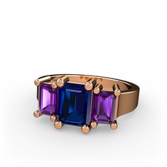 Lab safir ve ametist 14 ayar rose altın yüzük