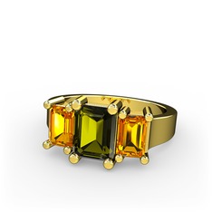 Arnia Yüzük - Peridot ve sitrin 925 ayar altın kaplama gümüş yüzük #1cag082