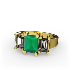 Arnia Yüzük - Kök zümrüt ve dumanlı kuvars 18 ayar altın yüzük #1dd1jw5