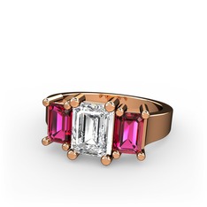 Arnia Yüzük - Swarovski ve rodolit garnet 925 ayar rose altın kaplama gümüş yüzük #1dfr6h5