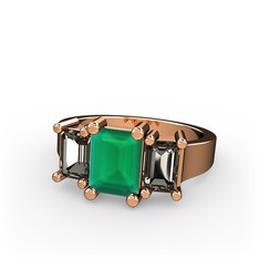 Arnia Yüzük - Kök zümrüt ve dumanlı kuvars 8 ayar rose altın yüzük #1enck4s