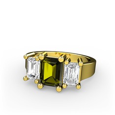 Peridot ve swarovski 8 ayar altın yüzük