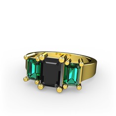 Arnia Yüzük - Siyah zirkon ve yeşil kuvars 925 ayar altın kaplama gümüş yüzük #1g6xz2c