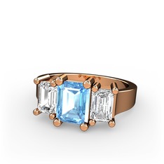 Arnia Yüzük - Akuamarin ve swarovski 925 ayar rose altın kaplama gümüş yüzük #1gdotcp