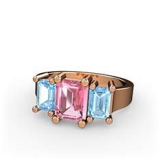 Arnia Yüzük - Pembe kuvars ve akuamarin 18 ayar rose altın yüzük #1isxbe3