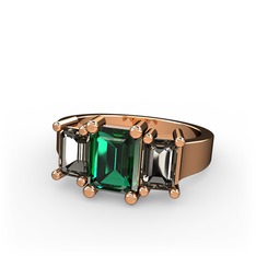 Arnia Yüzük - Yeşil kuvars ve dumanlı kuvars 925 ayar rose altın kaplama gümüş yüzük #1j84188