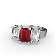 Kök yakut ve swarovski 18 ayar beyaz altın yüzük