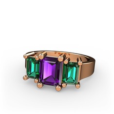 Arnia Yüzük - Ametist ve yeşil kuvars 925 ayar rose altın kaplama gümüş yüzük #1jsblkp