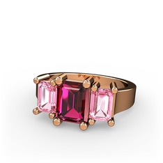 Arnia Yüzük - Rodolit garnet ve pembe kuvars 14 ayar rose altın yüzük #1ktbck