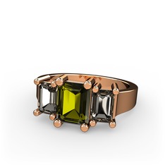 Arnia Yüzük - Peridot ve dumanlı kuvars 8 ayar rose altın yüzük #1mn541o