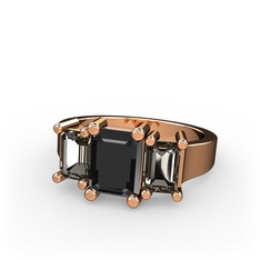 Arnia Yüzük - Siyah zirkon ve dumanlı kuvars 8 ayar rose altın yüzük #1nmklpu