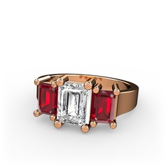 Arnia Yüzük - Swarovski ve garnet 18 ayar rose altın yüzük #1pht8st