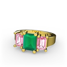 Arnia Yüzük - Kök zümrüt ve pembe kuvars 925 ayar altın kaplama gümüş yüzük #1qhbtjz