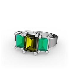 Peridot ve kök zümrüt 925 ayar gümüş yüzük