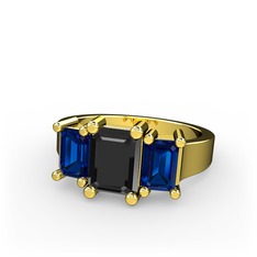 Arnia Yüzük - Siyah zirkon ve lab safir 925 ayar altın kaplama gümüş yüzük #1rezds1