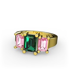 Arnia Yüzük - Yeşil kuvars ve pembe kuvars 14 ayar altın yüzük #1sa3d3x