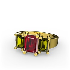 Garnet ve peridot 8 ayar altın yüzük