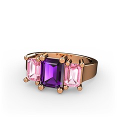 Arnia Yüzük - Ametist ve pembe kuvars 8 ayar rose altın yüzük #1ty064w