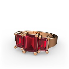 Kök yakut ve garnet 925 ayar rose altın kaplama gümüş yüzük