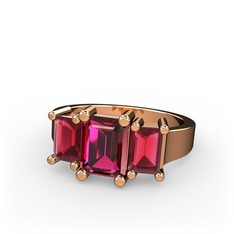 Rodolit garnet ve kök yakut 8 ayar rose altın yüzük