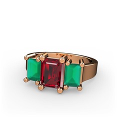 Arnia Yüzük - Garnet ve kök zümrüt 925 ayar rose altın kaplama gümüş yüzük #1voe2za