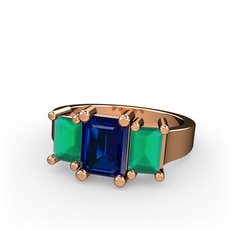 Arnia Yüzük - Lab safir ve kök zümrüt 925 ayar rose altın kaplama gümüş yüzük #1vujzen