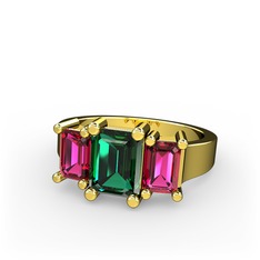 Arnia Yüzük - Yeşil kuvars ve rodolit garnet 925 ayar altın kaplama gümüş yüzük #1w15mpo