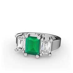 Arnia Yüzük - Kök zümrüt ve beyaz zirkon 18 ayar beyaz altın yüzük #1wgwt8s