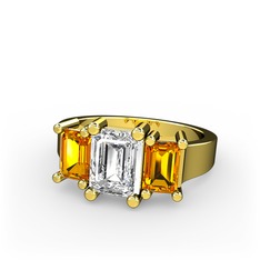 Arnia Yüzük - Swarovski ve sitrin 18 ayar altın yüzük #1xeruh6