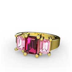 Arnia Yüzük - Rodolit garnet ve pembe kuvars 8 ayar altın yüzük #1y358sm