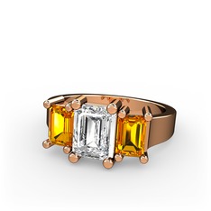 Arnia Yüzük - Swarovski ve sitrin 8 ayar rose altın yüzük #1y9uadv