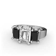 Swarovski ve siyah zirkon 18 ayar beyaz altın yüzük