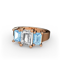 Arnia Yüzük - Swarovski ve akuamarin 925 ayar rose altın kaplama gümüş yüzük #1yrhmof