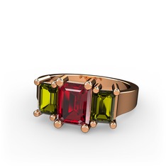 Arnia Yüzük - Garnet ve peridot 14 ayar rose altın yüzük #1yy2awl