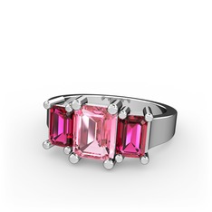 Arnia Yüzük - Pembe kuvars ve rodolit garnet 925 ayar gümüş yüzük #2b4muz