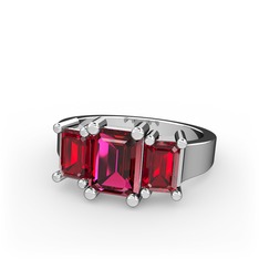 Arnia Yüzük - Rodolit garnet ve garnet 18 ayar beyaz altın yüzük #2fwdpa