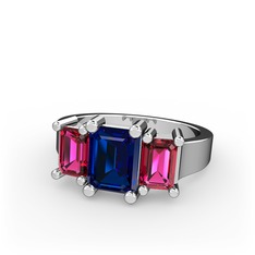 Lab safir ve rodolit garnet 925 ayar gümüş yüzük