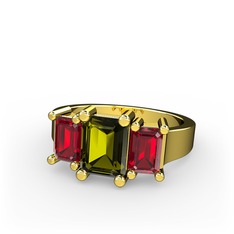 Arnia Yüzük - Peridot ve garnet 14 ayar altın yüzük #2mjfoz