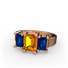 Arnia Yüzük - Sitrin ve lab safir 925 ayar rose altın kaplama gümüş yüzük #33z2k0