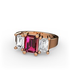 Arnia Yüzük - Rodolit garnet ve beyaz zirkon 8 ayar rose altın yüzük #38f2x7