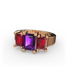 Ametist ve garnet 8 ayar rose altın yüzük