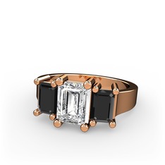 Arnia Yüzük - Swarovski ve siyah zirkon 14 ayar rose altın yüzük #4h2h9m