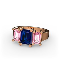 Arnia Yüzük - Lab safir ve pembe kuvars 8 ayar rose altın yüzük #60w6jp