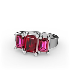 Garnet ve rodolit garnet 8 ayar beyaz altın yüzük