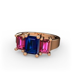 Arnia Yüzük - Lab safir ve rodolit garnet 14 ayar rose altın yüzük #753f5d