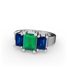 Arnia Yüzük - Kök zümrüt ve lab safir 925 ayar gümüş yüzük #7cyypo