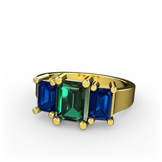 Yeşil kuvars ve lab safir 18 ayar altın yüzük