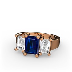 Arnia Yüzük - Lab safir ve swarovski 14 ayar rose altın yüzük #a8jylw